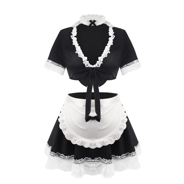 paloli Maid Outfit For Women,Maid Costume With Lace Apron,Fancy Maid Dress Cosplay Lingerie Set