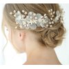 Chargances Bride 3pcs Floral Hair Comb Hair Pin Wedding Gold Hair Vine Wedding Hair Piece Sparkle Crystal Hair Comb Rhinestone Hair Comb Boho Delicate Handmade Gold Jewelry Gift for Women and Girls