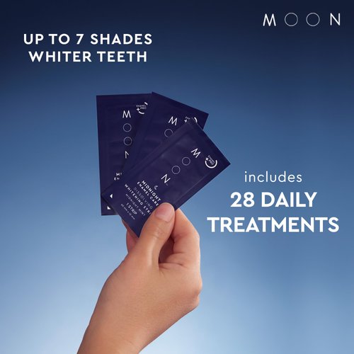 MOON Midnight Teeth Whitening Strips with HA Hydroxyapatite, 7 Shades Whiter in 2 Weeks, 28 Treatments with Dissolvable Strips, Enamel-Safe Formula, Gentle on Sensitive Teeth, Vegan, 56 Strips