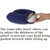 TravelMate Memory Foam Neck Pillow - Adjustable Thickness for Best Comfort, Dark Blue