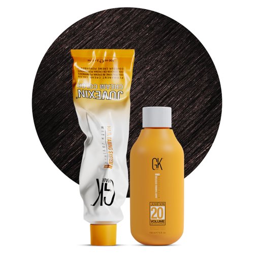 GK HAIR Global Keratin White Coffee 5.93 Hair Color Cream Tube (3.4 Fl Oz/100ml) + 20 Volume Developer (5 Fl Oz/150ml) - Professional Permanent Long Lasting Toner Dye