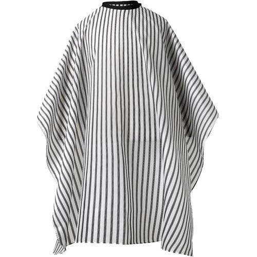 Borogo Professional Waterproof Hair Styling Cape Nylon Haircuting Salon Cape Gown Hair Salon with Snap Closure - 50" x 60" White Stripes