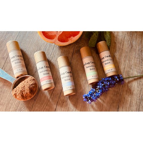 Handmade Natural Lip Balm Set of 5- Original, Mint, Cocoa, Lavender, Grapefruit - 5 Pack