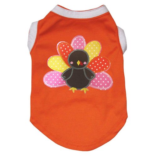 Petitebella Rainbow Turkey Puppy Dog Shirt (Orange/White, Medium)