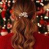 Fashey Pearl Hair Ties Beige Beaded Ponytail Holder 3 Pcs Pearls Hair Scrunchies Hair Accessories for Women (Beige)