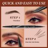 2PCS Microblading Eyebrow Pen Last All-Day Eyebrow Pencil 2-in-1 Magical Waterproof Eye Brow Pencils with 4-Fork-Tip & Precise Brush-Tip for Natural Hair Like Strokes (Light Brown)