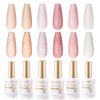 Gellen Pearl Gel Nail Polish Set, 6 Colors Pearlescent Shell Gel Polish Skin Pink Shades Nail Gel Polish Shimmer Mermaid Nail Polish Gel Swirl Thread Effect Soak Off UV LED Gel for Salon Home DIY