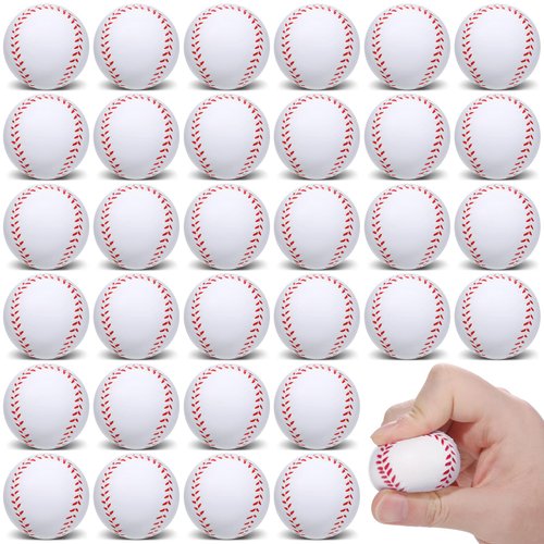 WELLVO 36 Pack Baseball Party Favors, Mini Foam Baseballs Sports Stress Balls for Anxiety Relief, Kids Goodie Bag Stuffers School Carnival Reward Classroom Prizes(1.6 inch)