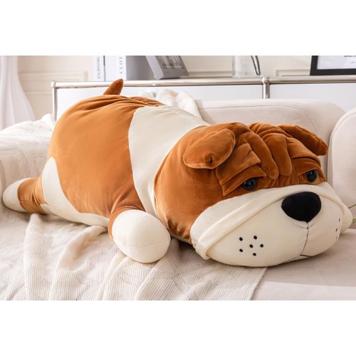 Rniuc Plush Dog Big Doll Cute Cartoon Soft Dog Big Pillow Long Throw Sleeping Pillow Doll Toy Pillow Plush Puppy Yellow 17.7in/45cm