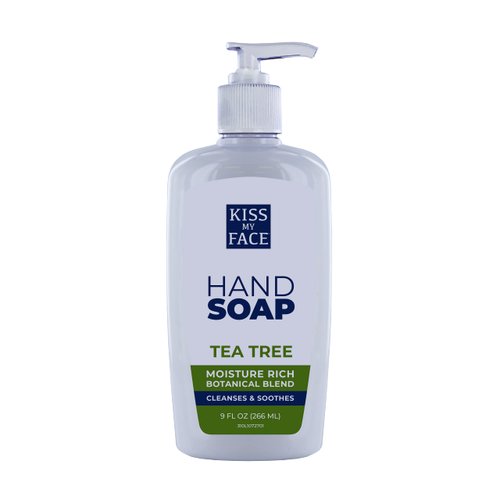 Kiss My Face Tea Tree Hand Soap - Purify Your Skin - With Added Antioxidant Support - Easy To Use Hand Soap Pump - Refreshing Tea Tree Scent - Cruelty Free Vegan Soap - 9 fl oz Bottle