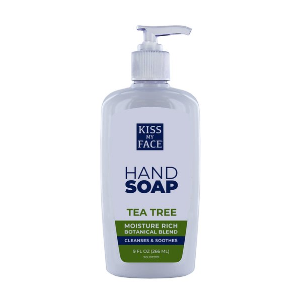 Kiss My Face Tea Tree Hand Soap - Purify Your Skin - With Added Antioxidant Support - Easy To Use Hand Soap Pump - Refreshing Tea Tree Scent - Cruelty Free Vegan Soap - 9 fl oz Bottle