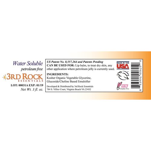 Nutroleum® Natural Petroleum Jelly Alternative By 3rd Rock Essentials / 3 OZ (1 Pack) / Water Soluble/Oil-Free All Natural Moisturizing Skin Balm
