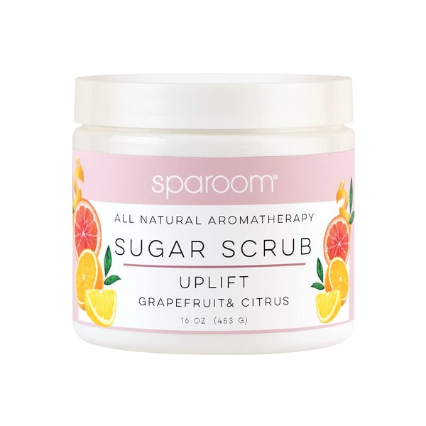 SpaRoom All Natural Aromatherapy Shea Butter and Raw Sugar Hydrating and Exfoliating Body Scrub, 16 oz, Uplift- Grapefruit and Citrus Essential Oils