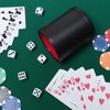 RERIVER Felt Lined PU Leather Dice Cup Set with 6 Dot Dices (Black, Pack of 1)