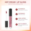 12 Color Cream Lip Gloss, Sexy Women Lipstick, Velvet Cream Lip Gloss, Moisturising Mirror Liquid Lipstick, Non-Fading, Non-Stick to Cup, Highly Pigmented Color, 2024 New Waterproof Lip Gloss(03#)