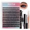 Mayhug Lash Extension Kit 144 Pcs, 3D Lash Clusters 8-18/D Curl Wispy Lash Clusters with 10ml Bond and Seal Waterproof, 5ml Lash Remover, Lash Tweezers Eyelash Extensions Kit at Home (Prism Kit)