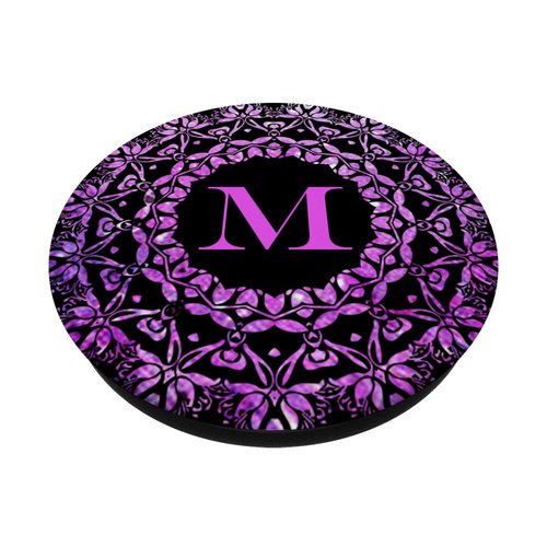 Cell Phone Pop Up Grip Holder,Monogram Mandala Pink Purple M PopSockets Grip and Stand for Phones and Tablets