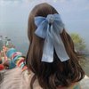 2 PACK Big Bow Hair Clip, Big Bowknot Camellia Hair Barrettes French Hairpin Snap Hair Clasps Cute Tulle French Hair Styling Accessories for Women Girls (Blue + Purple)