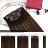 Moresoo Clip in Hair Extensions for Women Darkest Brown Mixed with Chestnut Brown Balayage Human Hair Clip Ins 18Inch Hair Extensions for Women Clip in Brown 7pcs 120G