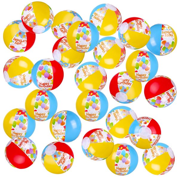 Hungdao 24 Pack Birthday Beach Ball for Pool Birthday Party Decorations 5 Inch Pool Birthday Party Favors Inflatable Beach Balls Swimming Pool Toys for Kids Adults Outdoor Fun Water Games