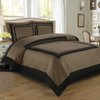 Hotel Taupe and Black 3pc Full / Queen Comforter Cover (Duvet-Cover-Set) 100 % Cotton 300 TC