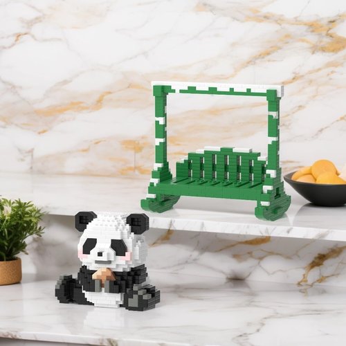 TIMCHESS 2 Sets Mini Panda Building Blocks with Swing Sets for Adults Boys Girls Mini 3D Building Blocks Cute Panda Building Block Toy Christmas Birthday Gifts (457+400PCS)