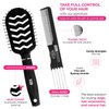 Milano Collection Professional Wig and Extension, No Tangle, Durable, Salon Grade Brush and Teasing Comb Duo, Brush and Comb Set - Black