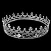 Full Crystal Queen King Wedding Queen Princess Prom Tiara Round Crown For Wedding Prom Bridal Party Costume (Silver)