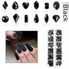 qiipii 120Pcs Black Rhinestones Nail Charms 12 Shapes Crystal Flatback Jet Black Big Gems Black K9 Glass Nail Stones Diamonds jewels Nail Art Supplies Nail Decor for Nails Face Eyes Makeup DIY Crafts