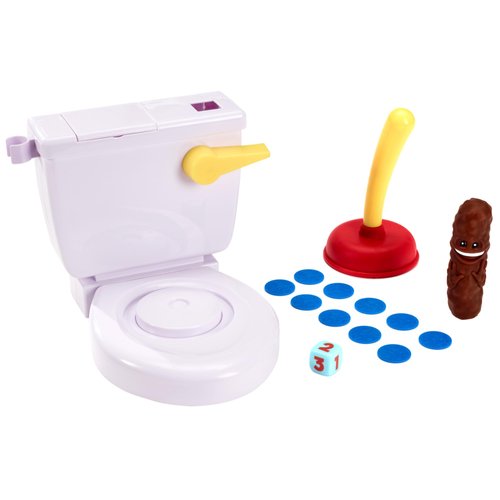 Mattel Games Flushin' Frenzy Kids Game, Family Game with Toilet & Plunger, Grab the Flying Poop for 2-4 Players