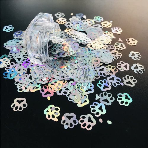 10 Grams/Pack - Sliver QUTE Paw Print Glitter - Festival Rave Beauty Makeup Face Body Nail Art Decoration- LB100