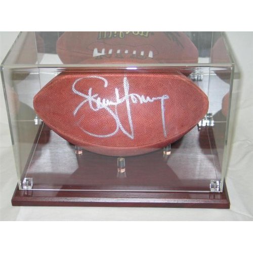 Deluxe Acrylic Full Size Football Display Case with Cherry Wood Base