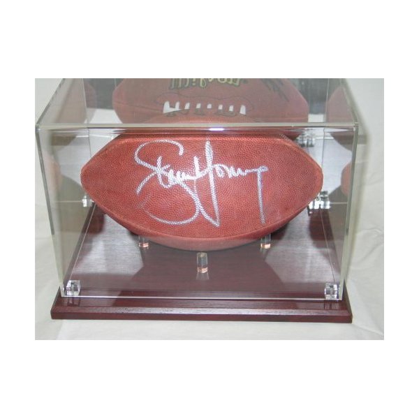 Deluxe Acrylic Full Size Football Display Case with Cherry Wood Base