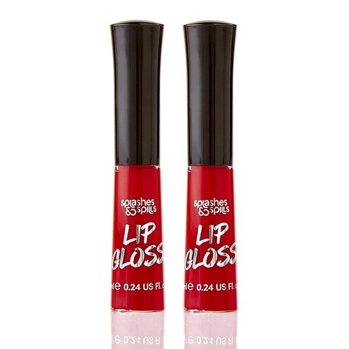 Luxurious Red Lip Gloss - Vibrant Color with Full Coverage and Shiny Finish, Moisturizing Formula Nourishes Lips - 2 Pack - by Splashes & Spills