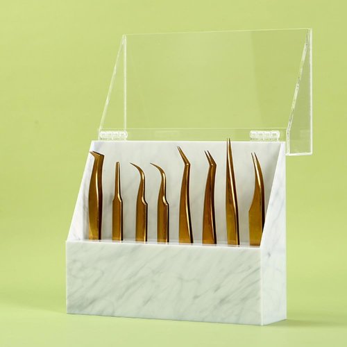 LIXIMMAZN 8 Holes Tweezers Holder, Acrylic Rack Storage Eyelash Extension Tools with Dust Cover Durable Tweezer Display Stand Holder Eyelash Extension Supplies Acrylic Display Stand Tool Salon