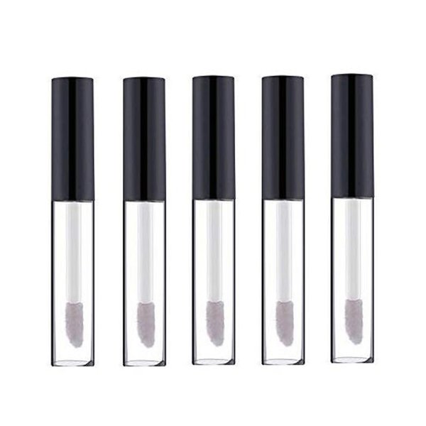 UPSTORE 5Pcs 10ml Empty Plastic Clear lip Gloss Tube Containers Refillable Lip Balm Bottle with Rubber Insert for DIY Makeup Lip Samples Lipstick