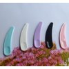 Ebonee 100 Pcs Mini Curved Cosmetic Spatula Scoop, Reusable Makeup Face Mask Spoon for Cream, Lotions, Moisturizers (White, Blue, Black, Purple, Pink)