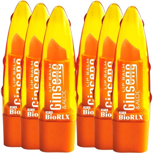 BioRLX Aloe Vera, Ginseng, Turmeric Lip Balm (Six Lip Balms)