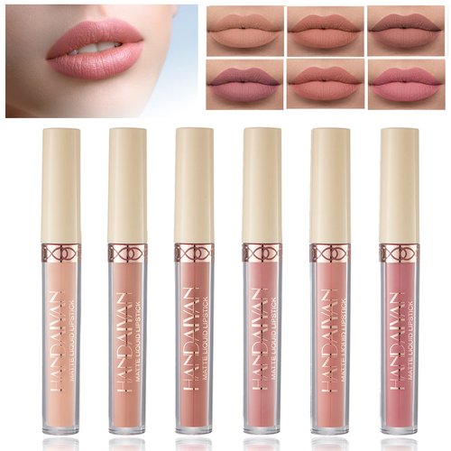 WYBLZPXZ Lipstick, 6 Piece Matte Liquid Set, Long Lasting Waterproof Nude, Lip Stain for Ladies
