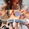 30 Sheets Semi-Permanent Tattoos for Women Girls Kids Realistic Waterproof Temporary Tattoos Crown Floral Rose Dark Blue Fake Tattoos, Lasting 1-2weeks Tiny Tattoo Stickers