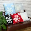 Elife Soft Square Christmas Snowflake Home Decorative Canvas Cotton Embroidery Throw Pillow Covers 18x18 Cushion Covers Pillowcases for Sofa Bed Chair (1 Pair, Grey)