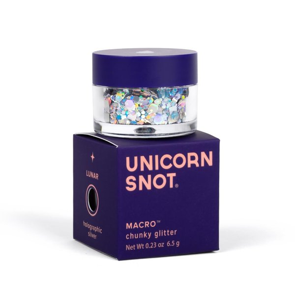 Unicorn Snot Macro Glitter - Face & Body Glitter - Cosmetic Grade Loose Glitter - Stocking Stuffers for Women, Gifts for Teen Girls - Safe for Face, Easy Application & Removal - Silver (Lunar)