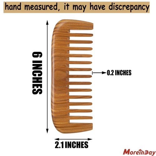Moreinday Wooden Comb for Hair Growth, Wood Comb for Women, Wooden Wide Tooth Comb for Women, Wooden Hair Comb for Men - Green Sandalwood