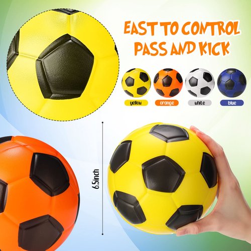 Jerify 4 Pcs Sports Foam Soccer Ball 6.5 Inch Soft Soccer Foam Ball for Kids Teens Adults Indoor Practice and Backyard Play Beach Swimming Pool Mini Balls Sport Sensory Stress Gift
