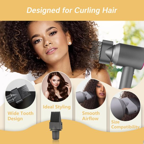 YAFIYGI Blow Dryer Comb Attachment for Supersonic Hair Dryer HD01 HD02 HD03 HD04 HD08 Universal Hair Attachment for Blowdryer Black Comb Attachment (Not Suitable for Curling Irons)
