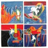 4 Inch Set of Four Mutli Colored Ride a Cowboy Ceramic Coasters