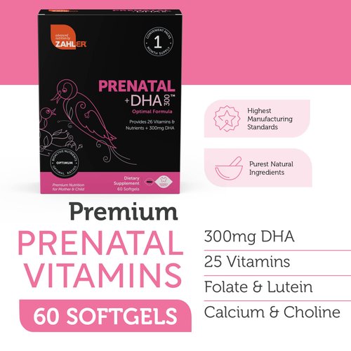 Zahler Prenatal Vitamin with DHA & Folate - DHA Supplements & Prenatal Multivitamin for Mother and Child - Kosher Prenatal DHA Prenatal Vitamins with Iron, Pre Natal Softgels 180 Count
