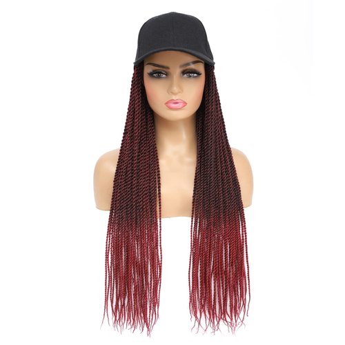 AliRobam Hat Wigs Baseball Cap with Senegalese Twist Braids Hair extensions Hat With Braided Hair attached for Black White woman (24inch, TBug)