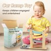 Wooden Car Ramp Toy for 1-2 Year Old Boy Girl Gifts - 4 Level Toddler Car Ramp Race Track Set with 4 Mini Cars & Garage - Montessori Baby Toys for 1 Year Old Christmas Birthday Gifts