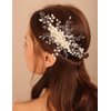 BERYUAN Purple Wedding Hair Comb with Crystal Rhinestone and Pearls, Silver Bride Hair Accessory for Brides